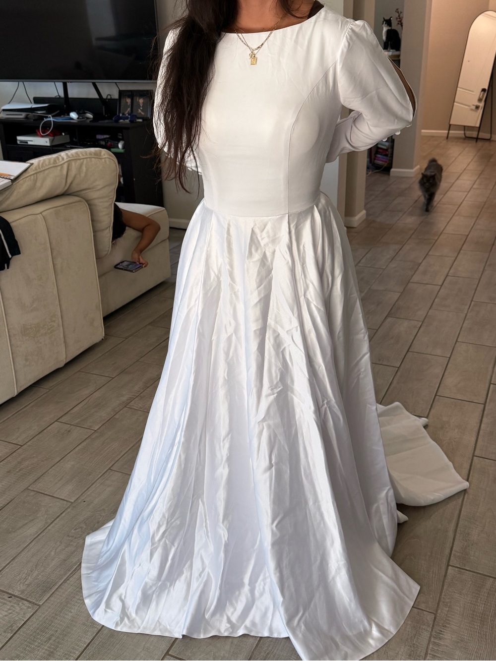 White Long Sleeve A-Line Women’s Dress